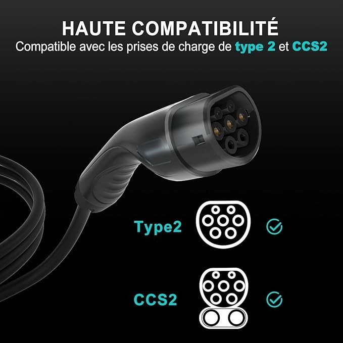 Câble de recharge Type 2 à CCS2│22 kW 32 A│5 mètres│3 phases│BENY BCG-B32-TL2 - Image 2