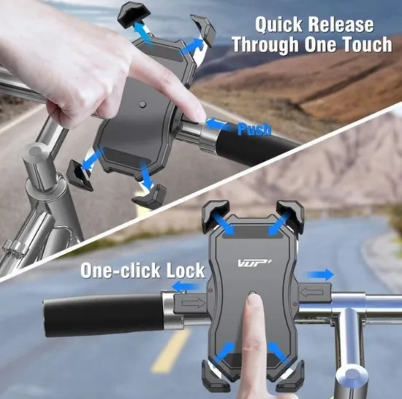Support de téléphone|Vélo & Moto|Rotation à 360 °|Pince anti-secousses|VUP+ - Image 2