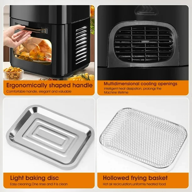 Friteuse à air│Oyajia│15 L│Ecran tactile│Panier vitré│Noir - Image 5