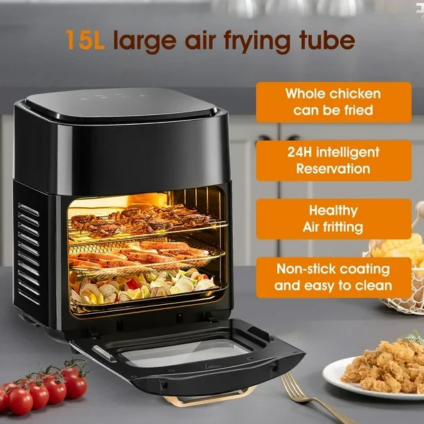 Friteuse à air│Oyajia│15 L│Ecran tactile│Panier vitré│Noir - Image 11