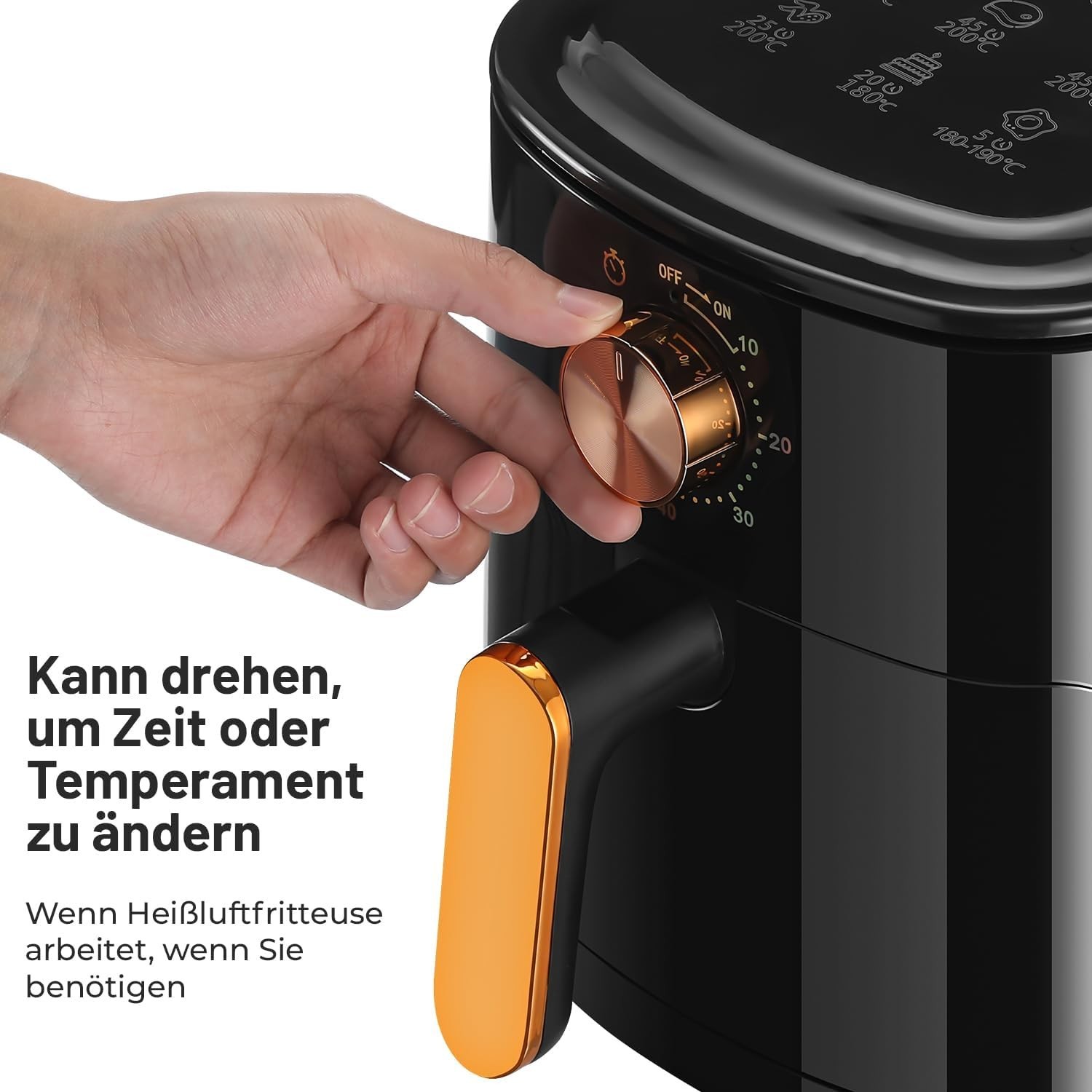 Friteuse sans huile│Oyajia│5.5L│1800W│Cuisson saine│Bouton manuel│Noir - Image 6