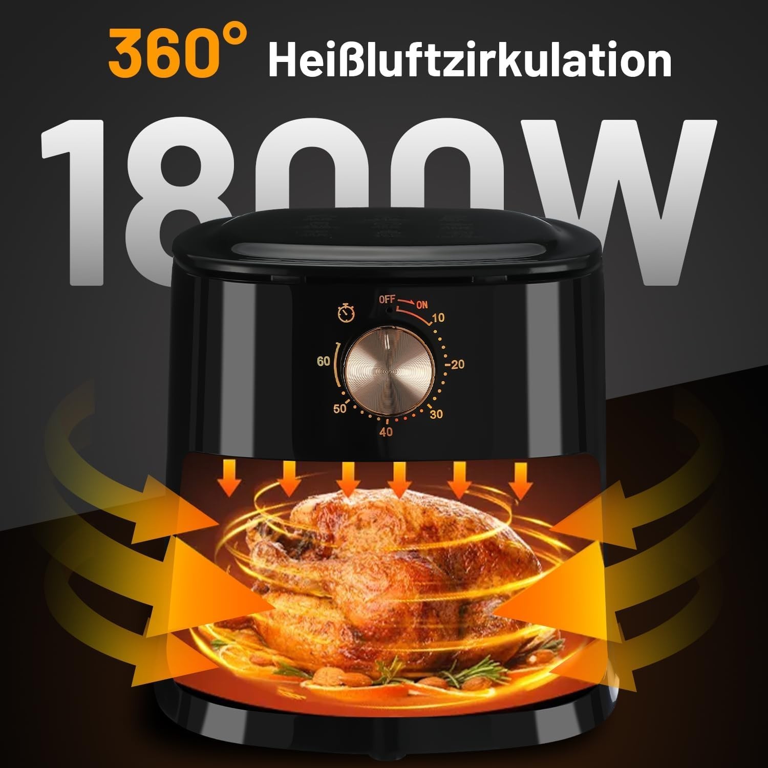 Friteuse sans huile│Oyajia│5.5L│1800W│Cuisson saine│Bouton manuel│Noir - Image 7