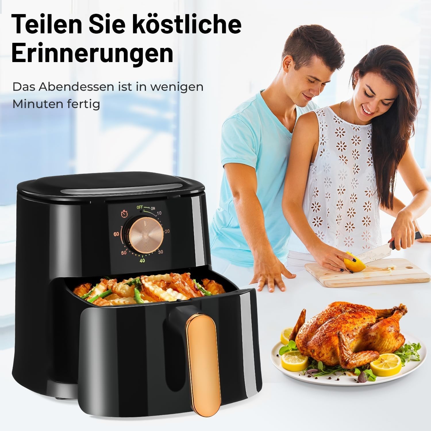 Friteuse sans huile│Oyajia│5.5L│1800W│Cuisson saine│Bouton manuel│Noir - Image 8