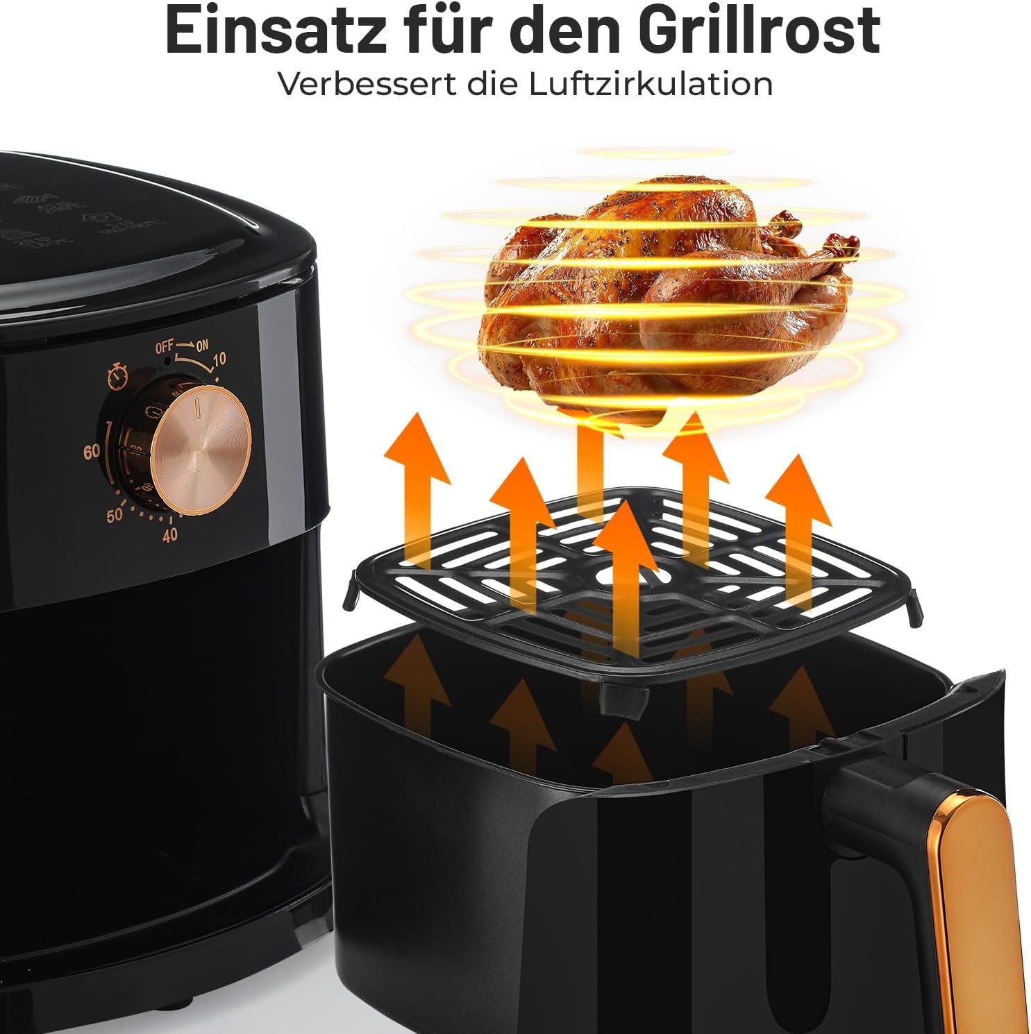 Friteuse sans huile│Oyajia│5.5L│1800W│Cuisson saine│Bouton manuel│Noir - Image 9