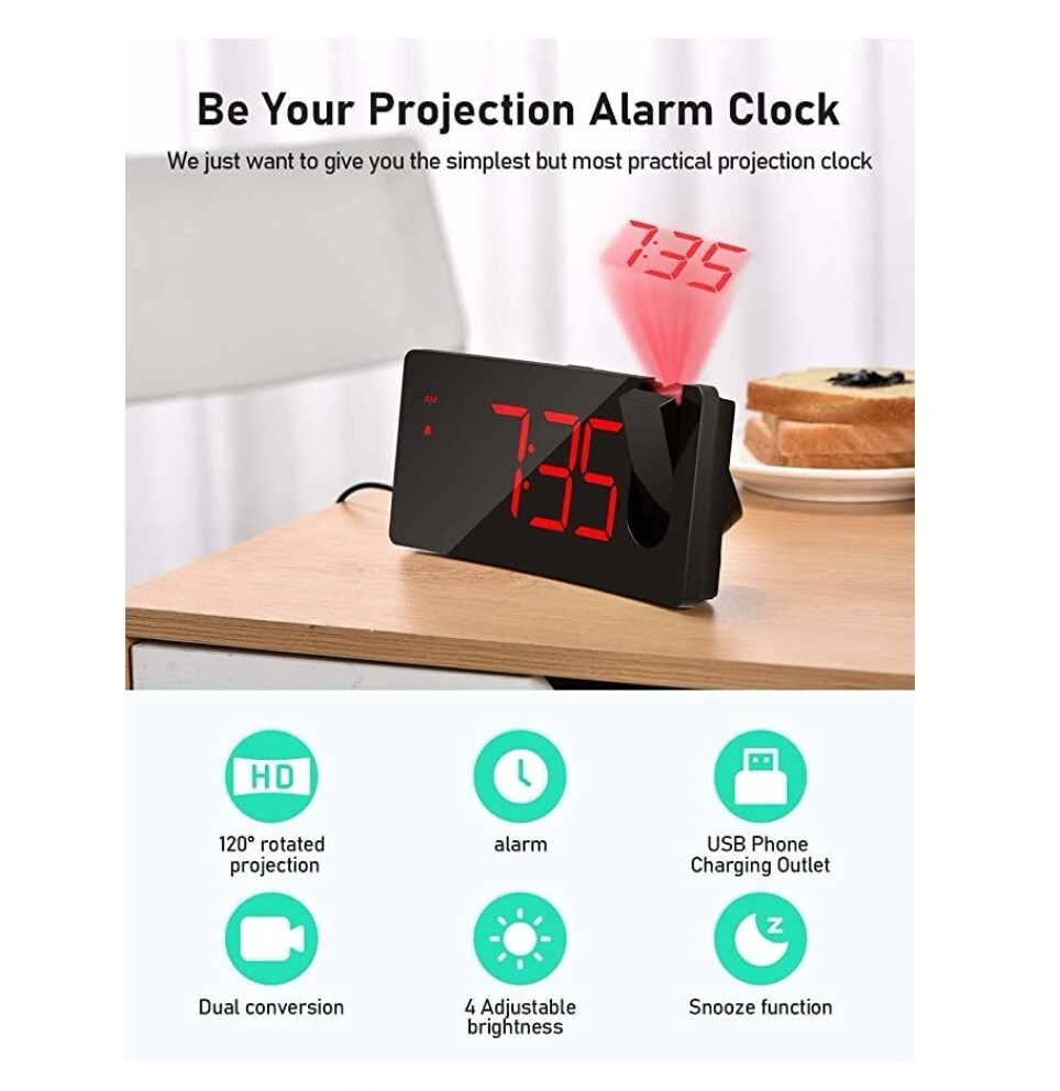 Réveil |LED Projection| Alarm Clock |Model HM472A - Image 2