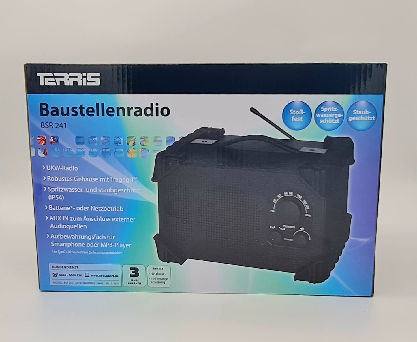Radio de chantier| IP54/ aux batteries robustes compact| noire |Terris| BSR241 - Image 5