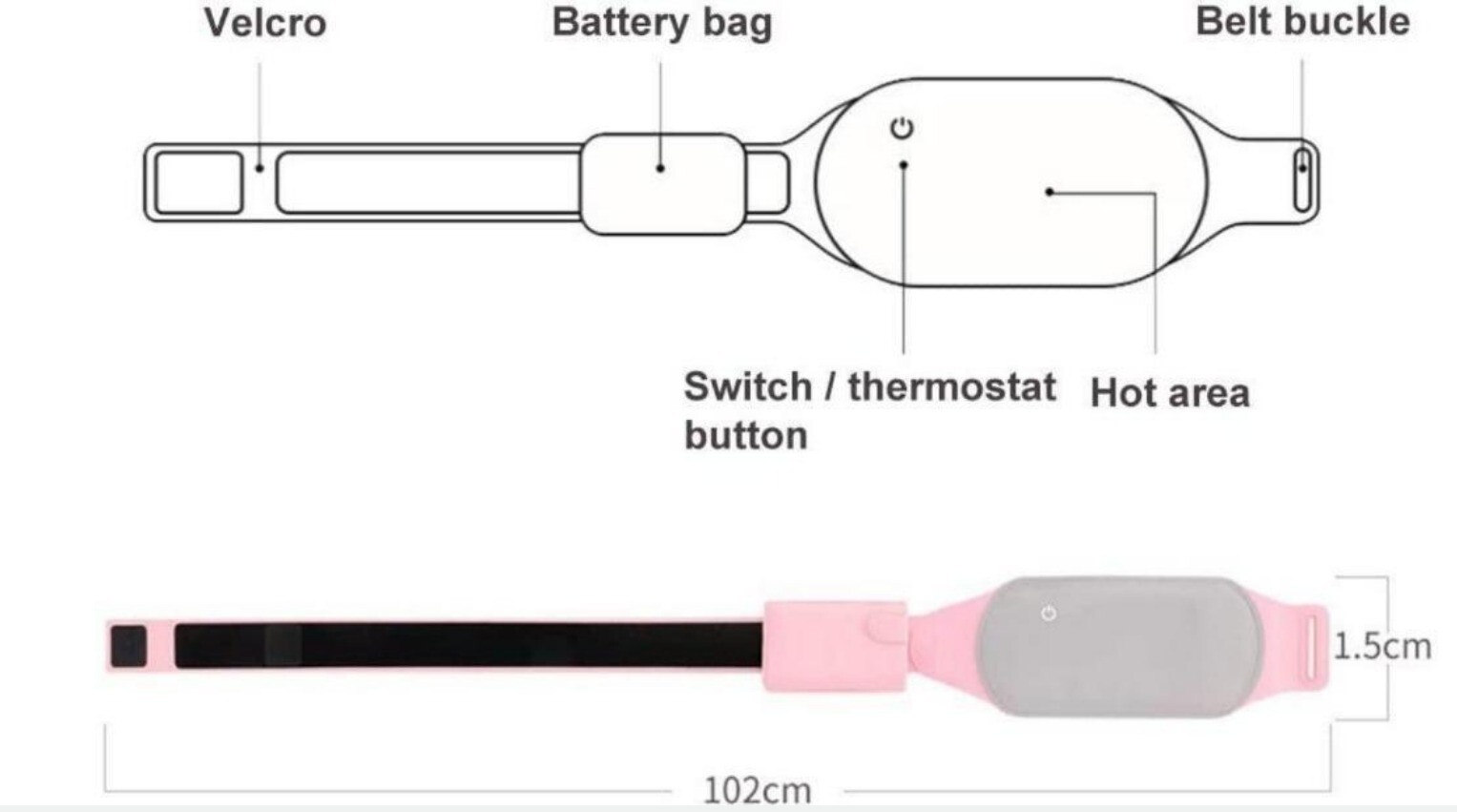 Ceinture ventrale chauffante|contre douleurs de règles|Menstruel|PINPOXE - Image 6