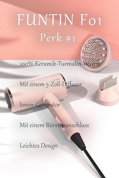 sèche-cheveux| diffuseur ionique professionnel| 2200w| brosse |embout FUNTIN - Image 4