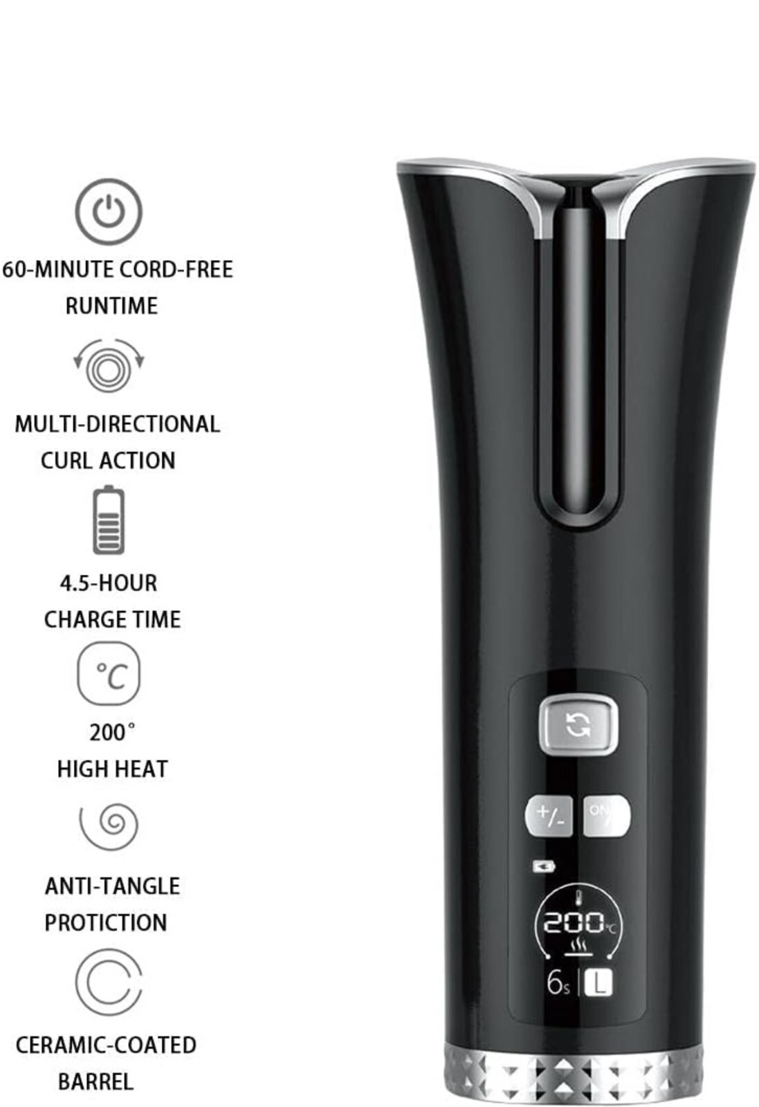 Boucleur|Fer à boucler|Automatique|Sans fil|Rechargeable|XPREEN
