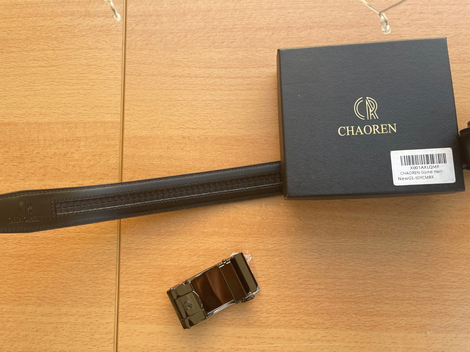 Ceinture Homme│CHAOREN│Boucle à cliquet automatique│Cuir ajustable│Noir - Image 2