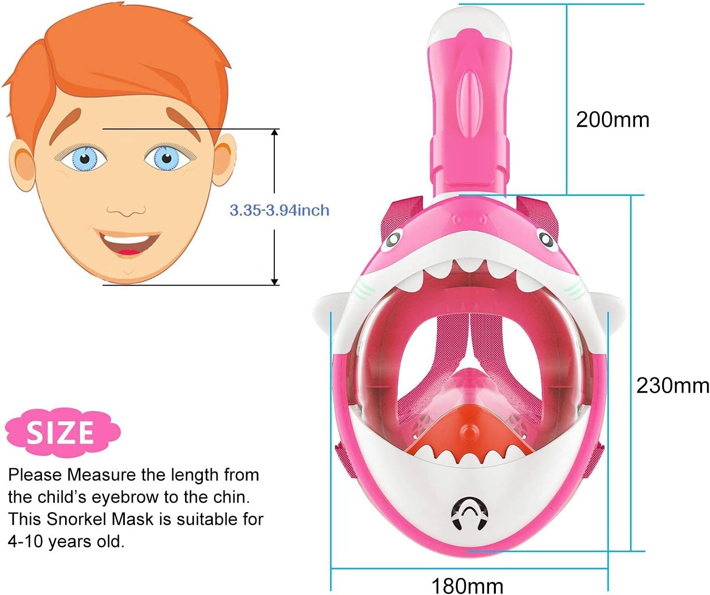 Masque de plongée|pour enfant|Motif requin|180 ° de vision|+ accessoires|SECOOL - Image 3