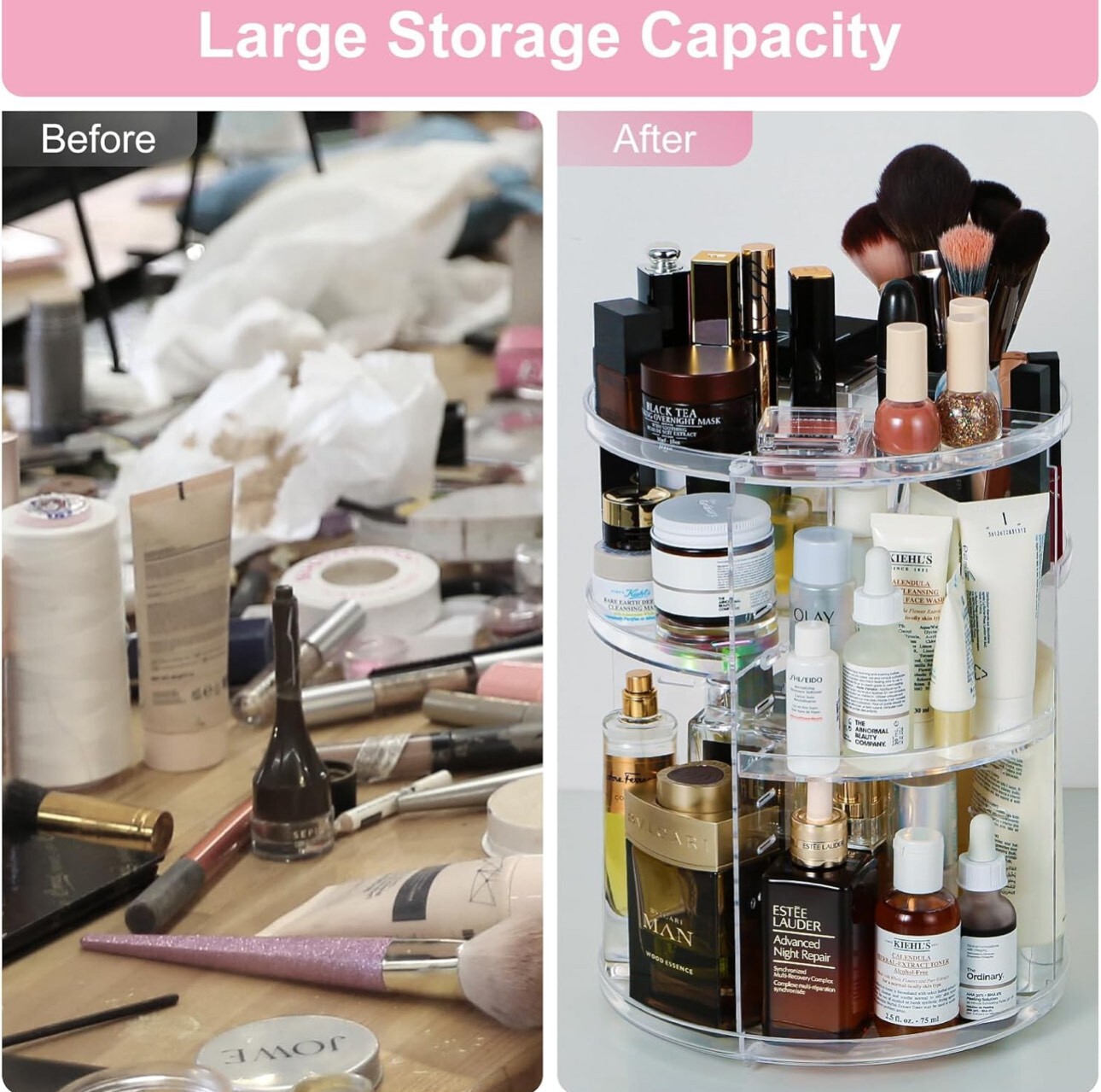 Organisateur de maquillage|Rotatif à 360°|Rangement|Maquillage|UZHNOE - Image 4