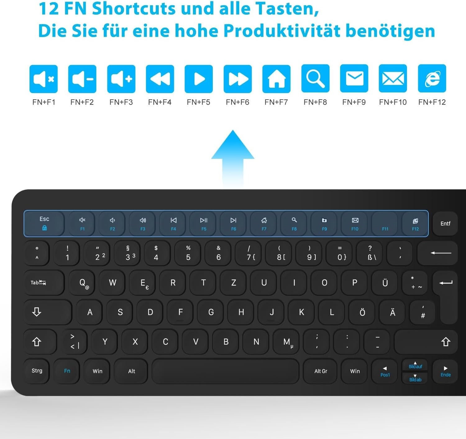 Clavier et souris sans fil, 2,4 GHz QWERTZ souris silencieuse sans fil Leadsail - Image 5