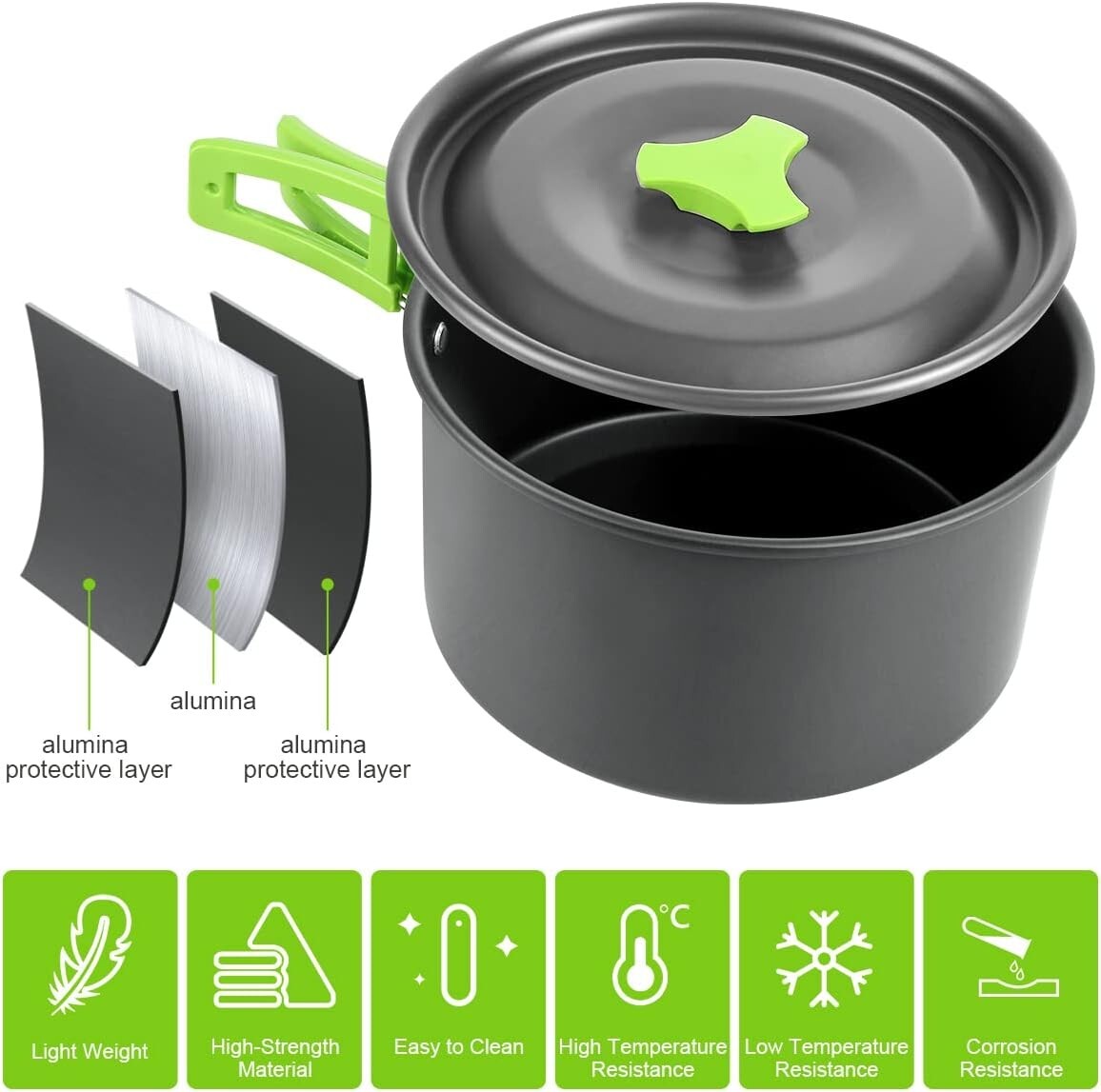Kit Camping, Kit de casseroles et accessoires Camping, WOSTOO 2 /3 personnes - Image 2