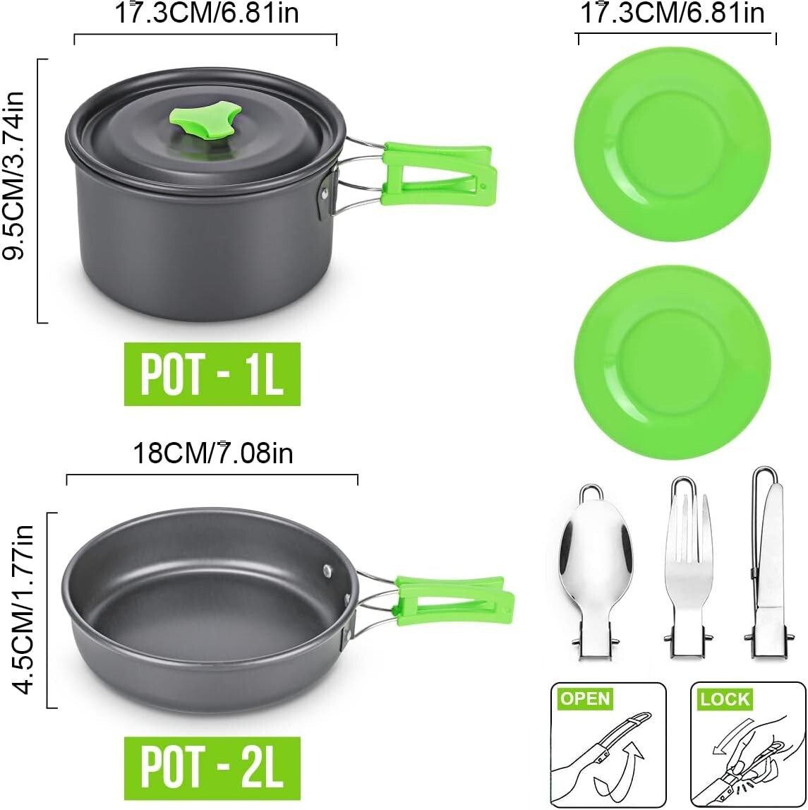 Kit Camping, Kit de casseroles et accessoires Camping, WOSTOO 2 /3 personnes - Image 5