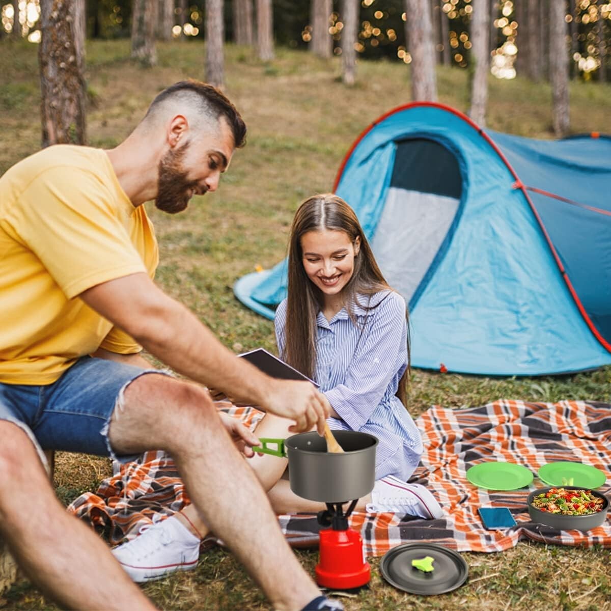 Kit Camping, Kit de casseroles et accessoires Camping, WOSTOO 2 /3 personnes - Image 6