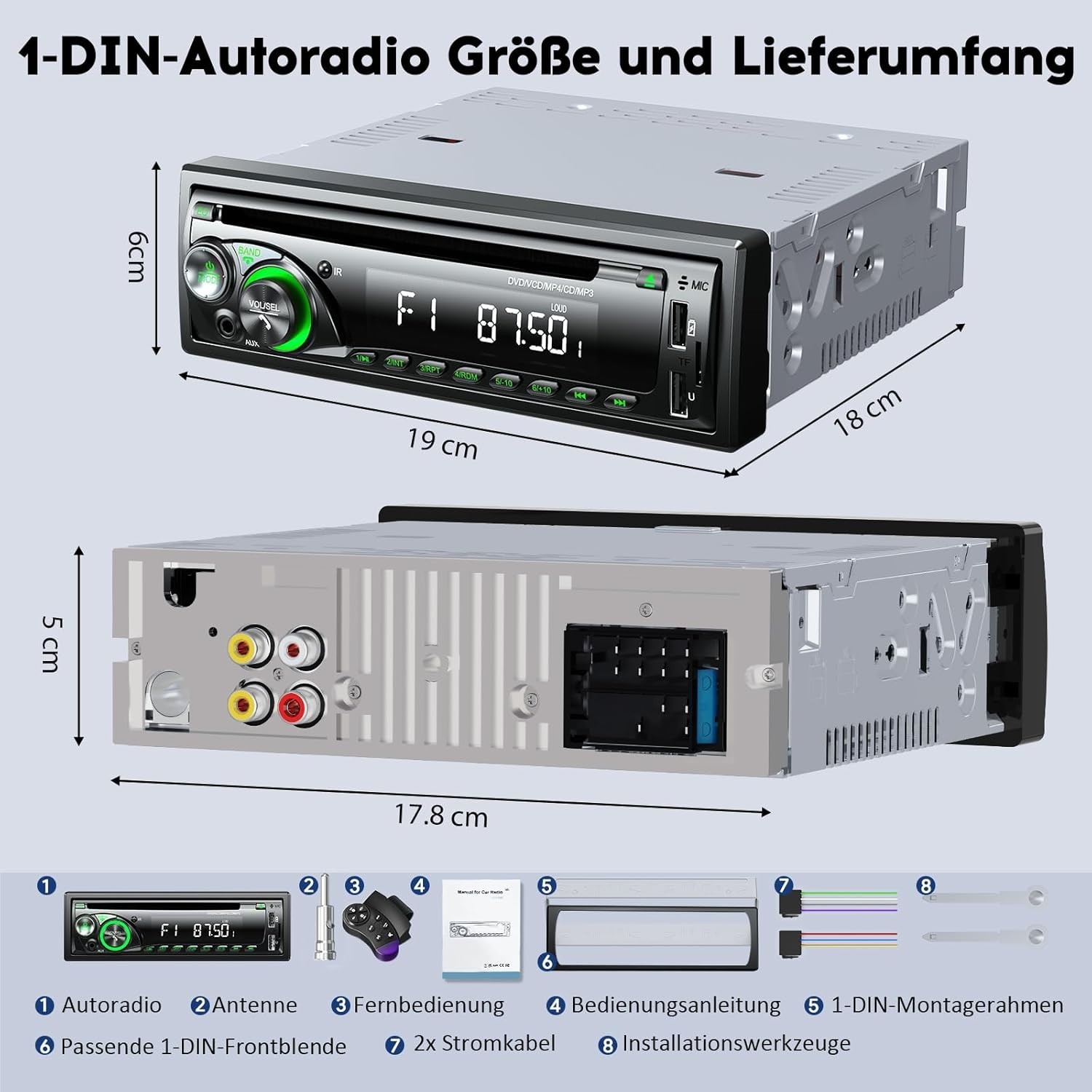 Autoradio de voiture│Chismos│MP3 Bluetooth │FM/AM │USB │SD │AUX │Affichage LED - Image 4