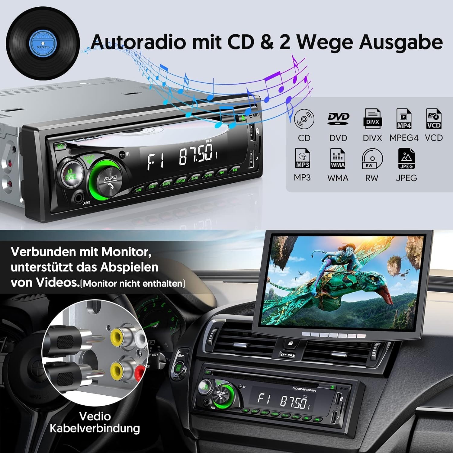 Autoradio de voiture│Chismos│MP3 Bluetooth │FM/AM │USB │SD │AUX │Affichage LED - Image 7