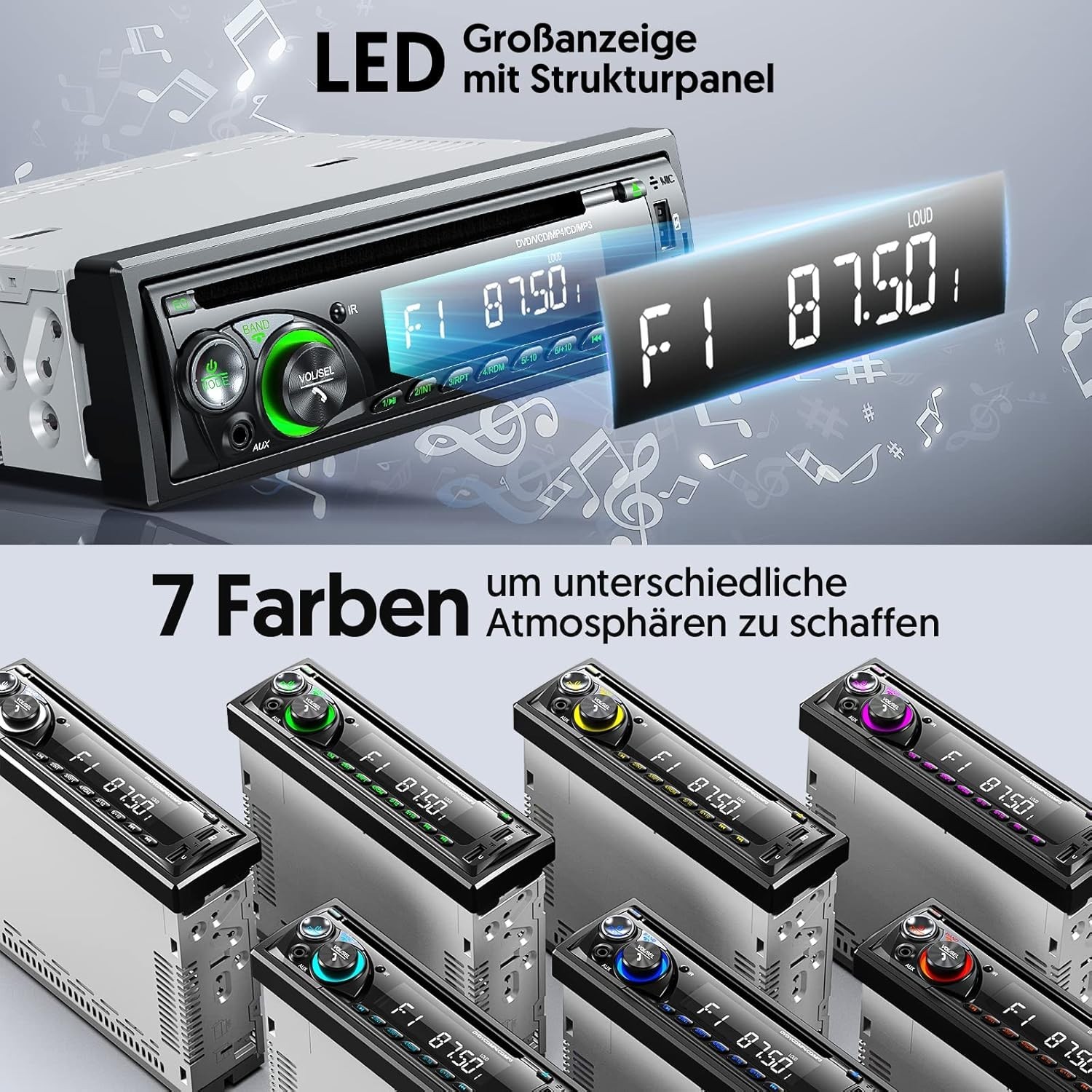 Autoradio de voiture│Chismos│MP3 Bluetooth │FM/AM │USB │SD │AUX │Affichage LED - Image 8
