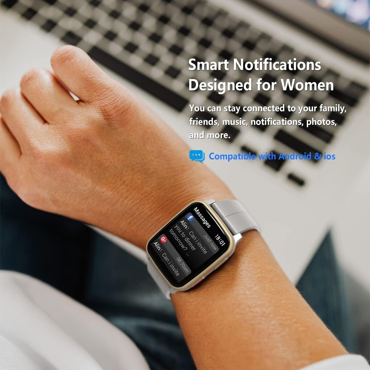Montre connectée FITVII avec moniteur de pression artérielle, de fréquence cardi - Image 9