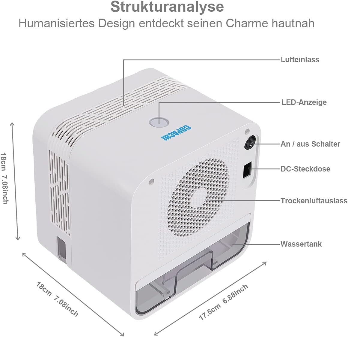 Déshumidificateur mini|Électrique|Portable|2 modes|avec arrêt automatique - Image 6