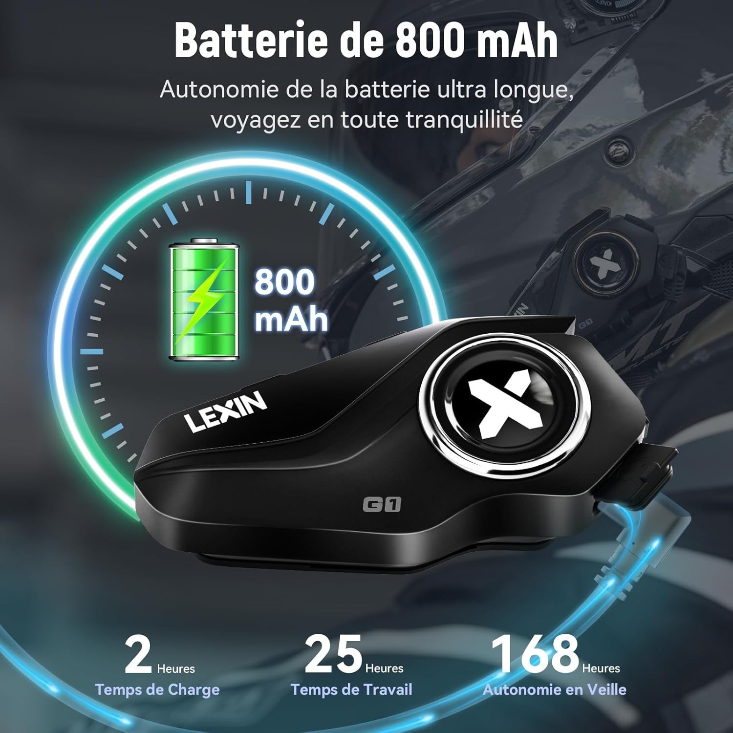 LEXIN │intercom│ casque│ moto │B4 FM │bluetooth │pack duo│partage de musique│ - Image 6