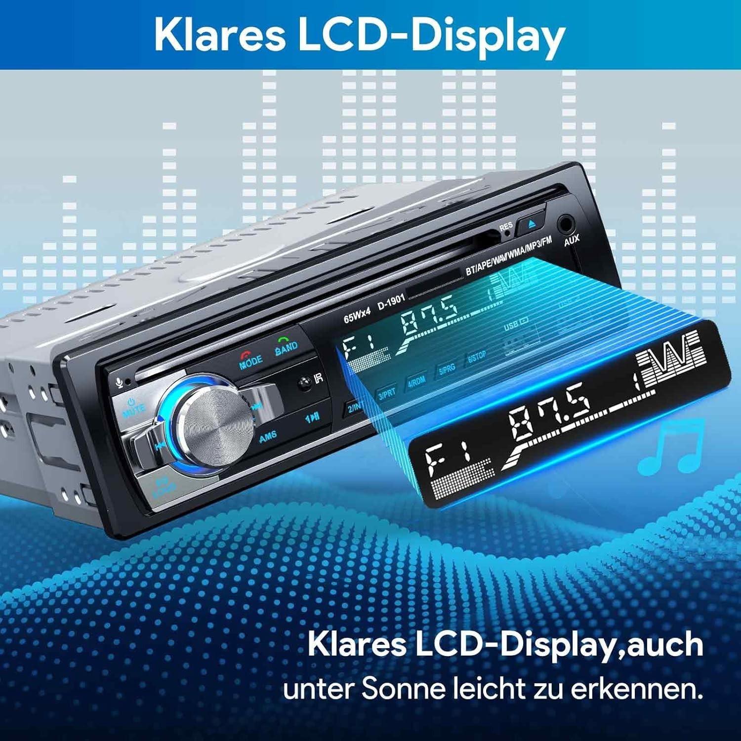 Autoradio Bluetooth CD DVD Lecteur, CENXINY RDS Poste Radio Voiture Bluetooth 5. - Image 4