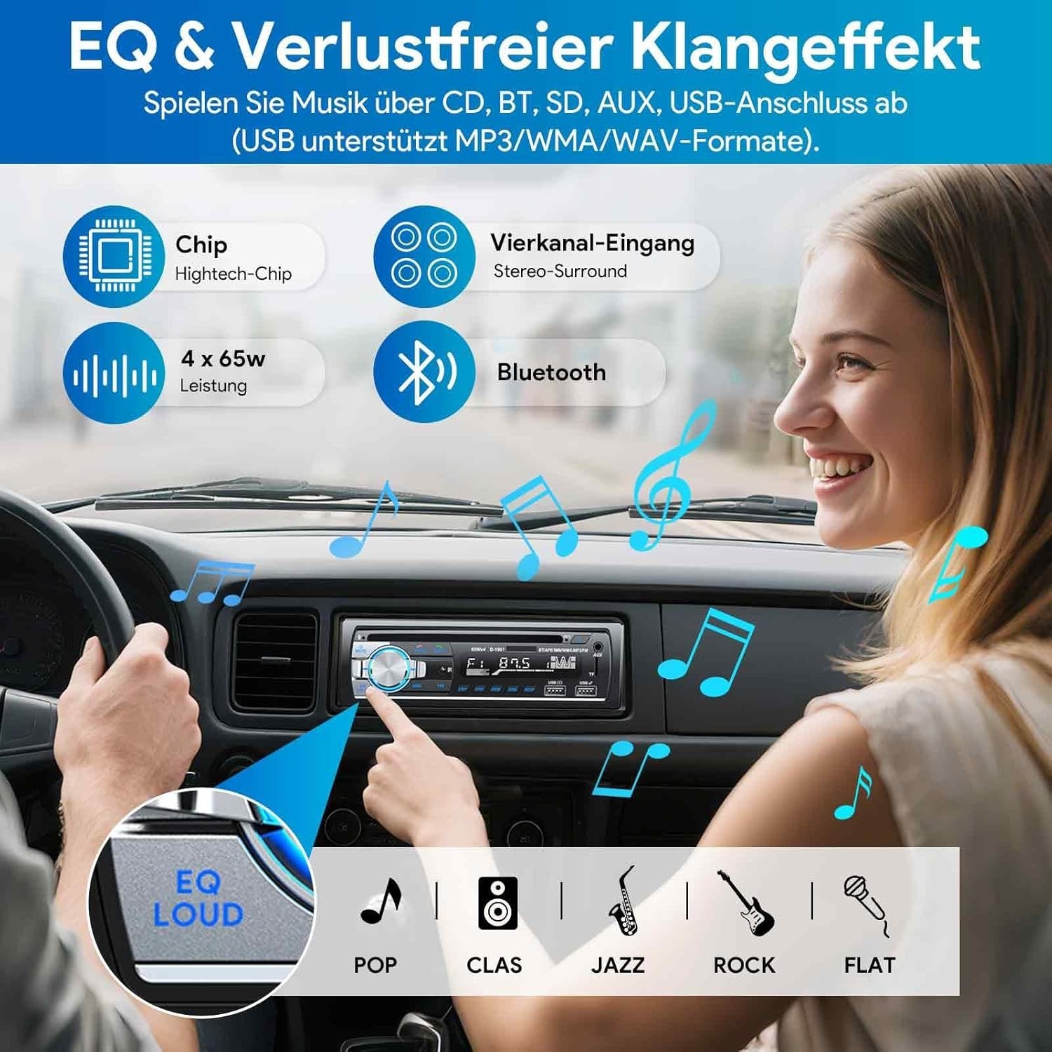 Autoradio Bluetooth CD DVD Lecteur, CENXINY RDS Poste Radio Voiture Bluetooth 5. - Image 5