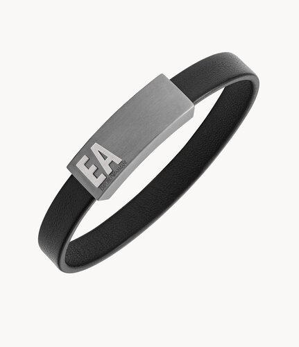 Bracelet| Emporio Armani| en cuir noir|Homme - Image 2