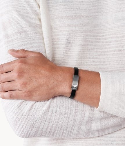 Bracelet| Emporio Armani| en cuir noir|Homme - Image 3