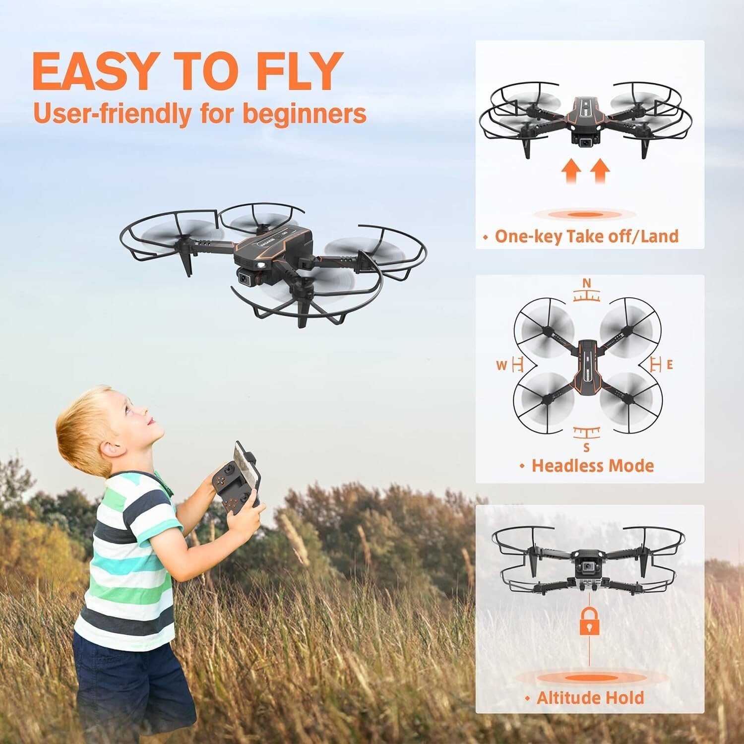 Drone avec Caméra|pour enfant|720P HD|Drone Quadricoptère|FPV|WiFi|Télécommandé - Image 4
