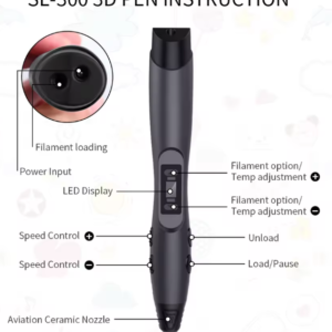 Stylo 3D│SL-300│Noir│Enfants & adultes│Compatible PLA/ABS│ 1.75mm
