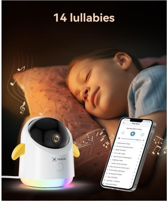 Caméra Bébé Wi‑Fi Cococam 2K – Vision Nocturne, Pleurs, Rotation 355°/120° - Image 5
