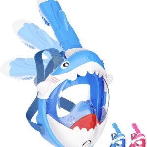 Masque de plongée|pour enfant|Motif requin|180 ° de vision|+ accessoires|SECOOL