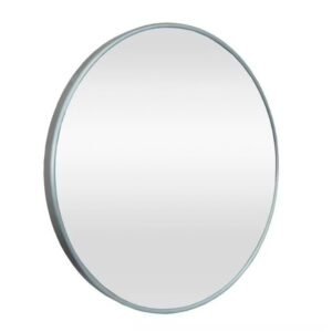 Miroir Rond 40 cm Cadre Aluminium Argenté – Miroir Mural Moderne Salle de Bain