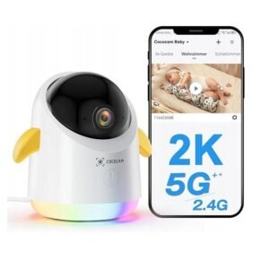 Caméra Bébé Wi‑Fi Cococam 2K – Vision Nocturne, Pleurs, Rotation 355°/120°