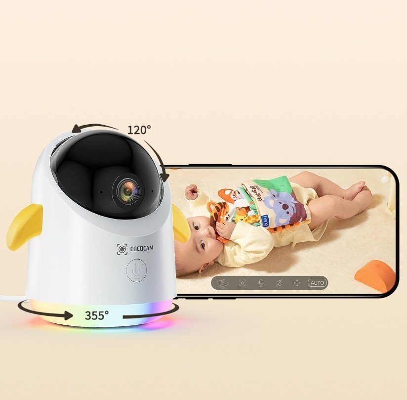 Caméra Bébé Wi‑Fi Cococam 2K – Vision Nocturne, Pleurs, Rotation 355°/120° - Image 3