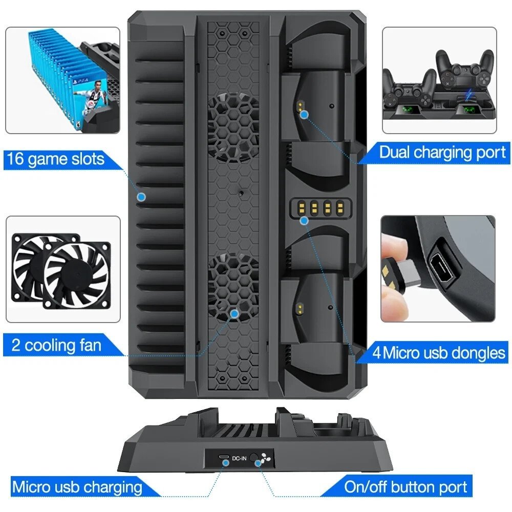 Support de refroidissement│Station de charge│Manettes Playstation 4│Série P4 - Image 5