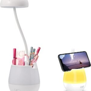 Lampe de bureau LED AERB – Lampe de lecture avec porte‑stylo et support télépho