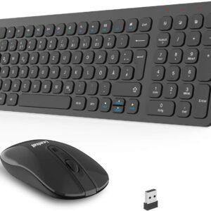 Clavier et souris sans fil, 2,4 GHz QWERTZ  souris silencieuse sans fil Leadsail