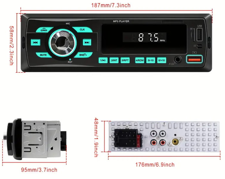 Autoradio R2214 Bluetooth MP3 2 USB AUX FM Voiture - Image 2