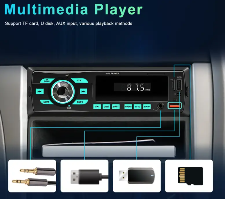 Autoradio R2214 Bluetooth MP3 2 USB AUX FM Voiture - Image 4