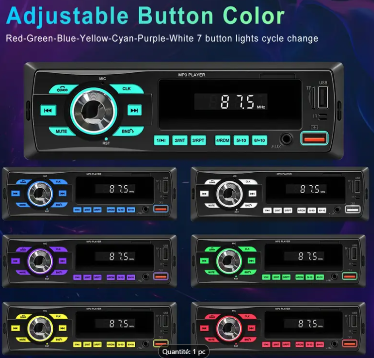 Autoradio R2214 Bluetooth MP3 2 USB AUX FM Voiture - Image 5