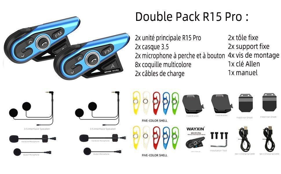 Oreillette Moto Wayxin WX R15 Pro Bluetooth Communication - Image 2