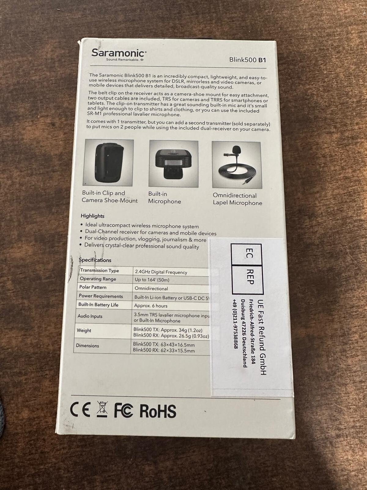 Microphones| sans fil| kit | Saramonic | Blink 500 B1 - Image 6