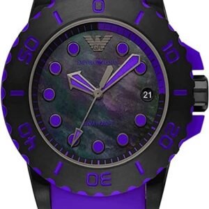 Emporio Armani AR11441 Montre Homme Quartz Violet Silicone Chronographe Sport