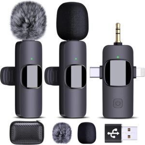 Kit de 2 micros-cravate｜Sans fil｜pour iPhone & Android & Jack 3.5mm｜HMKCH k30