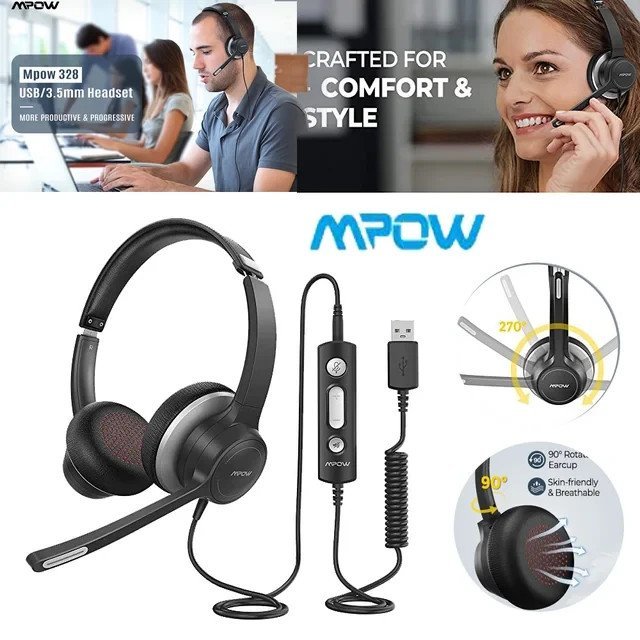 Casque filaire PC │MPOW│BH328A │Micro anti-bruit│pour Bureau & Appels - Image 2