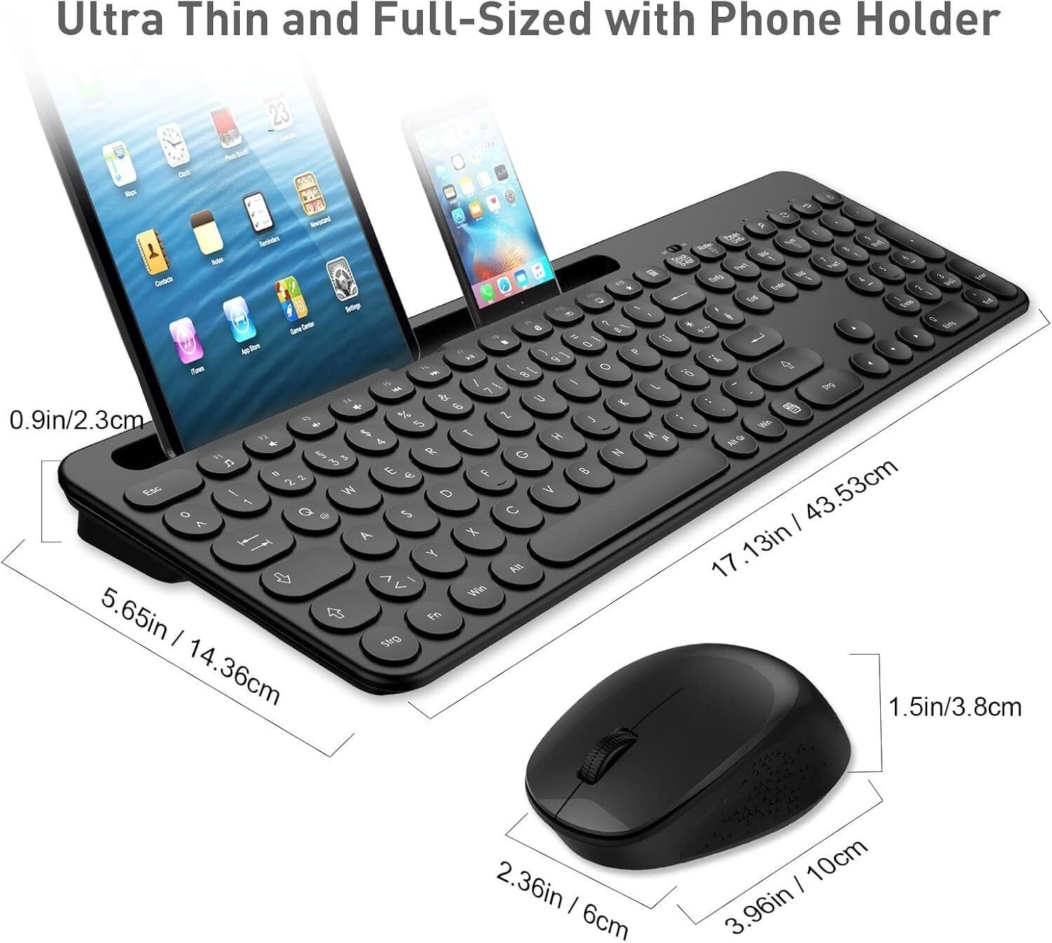 Clavier Souris sans fil, ergonomique, QWERTZ PC sans fil Leadsail K933-Noir - Image 3