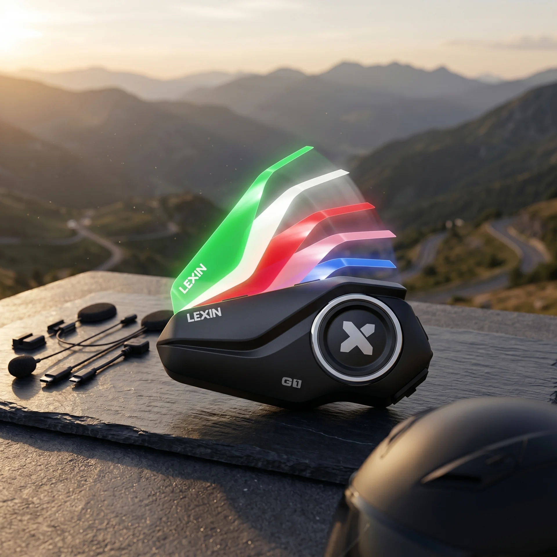 LEXIN G1 Motorcycle Bluetooth Helmet Headset Hands Free Noise Reduction Earphones